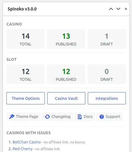 Spinoko Dashboard Widget