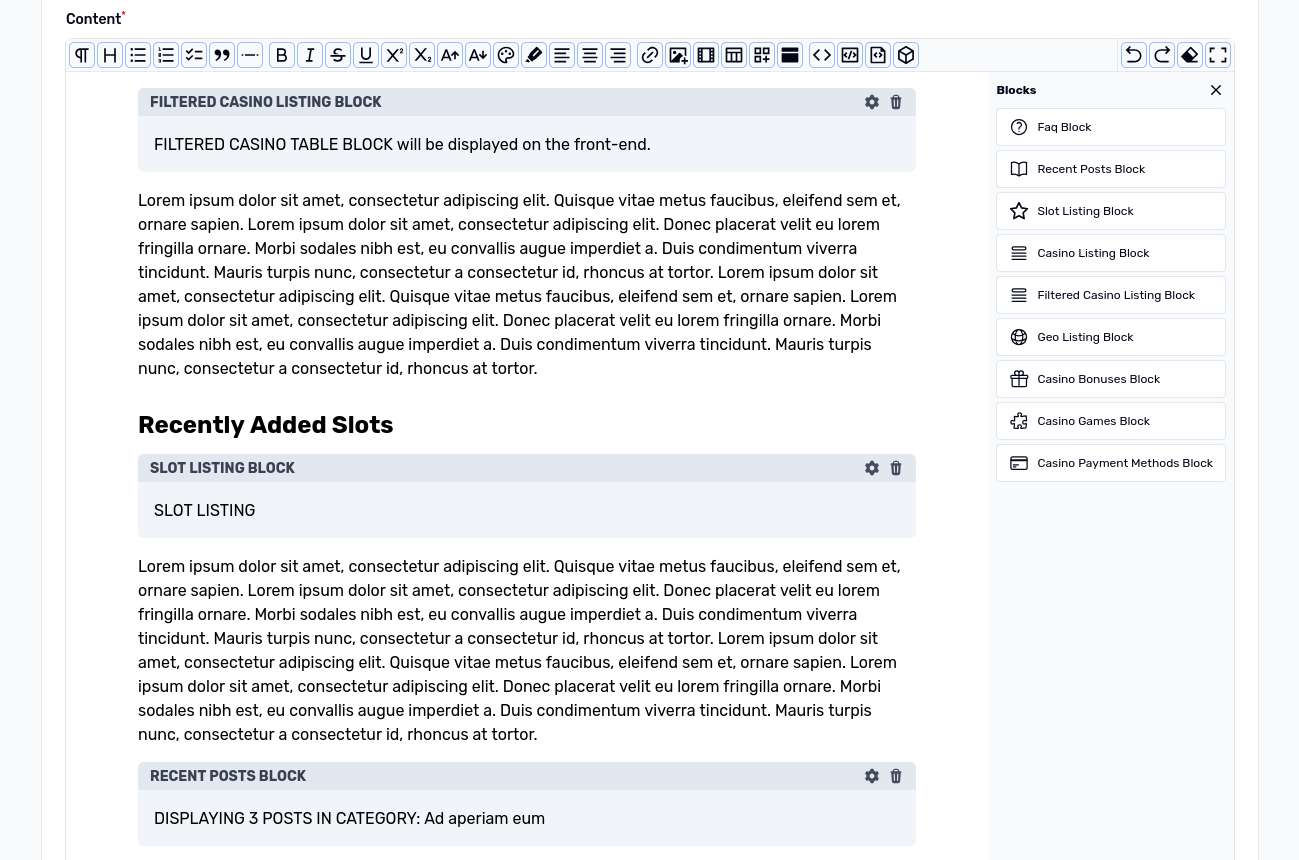 Flexible content blocks