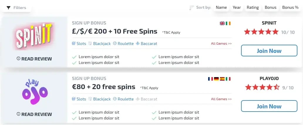 Casino Affiliate WordPress Theme